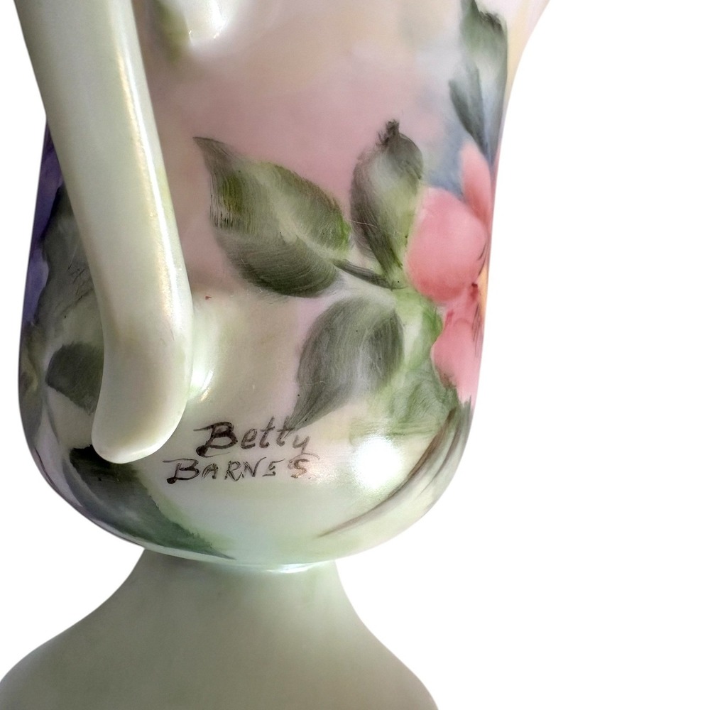 Betty Barnes Hand Painted Floral Porcelain Footed Tea Cup Pansies‎ 4.25" - Picture 5 of 8